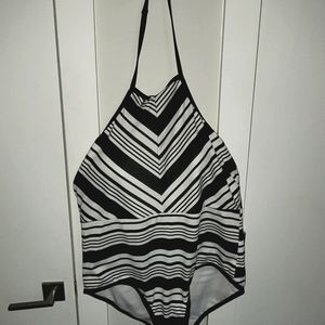 Chevron Print Halter Top Swimsuit